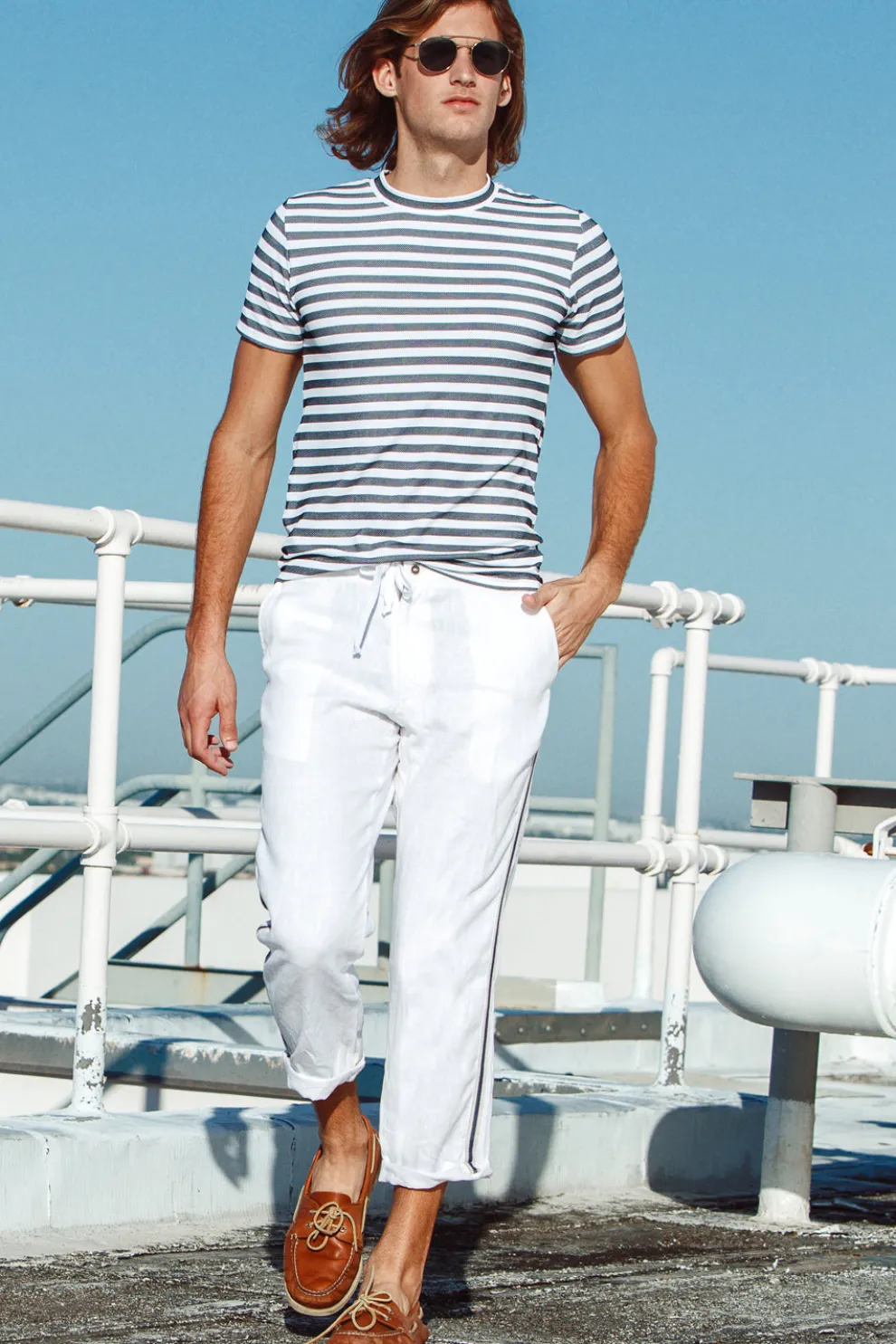 Charcoal/White Luxury Knit Stripe T-Shirt